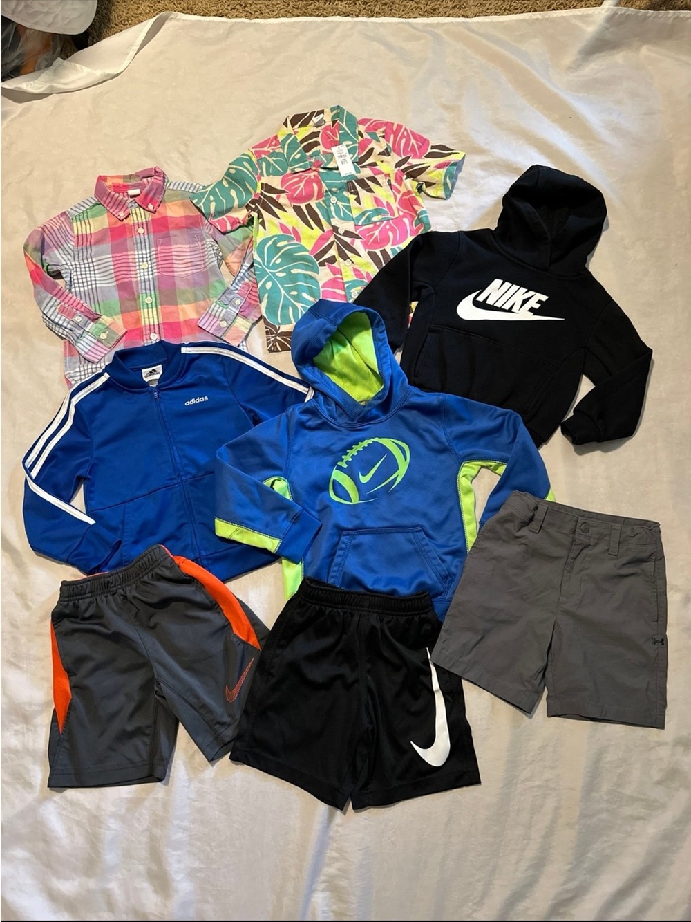 Bundle Nike Adidas UA Gap Hoodies Shirts Shorts Jacket Sz Youth 4